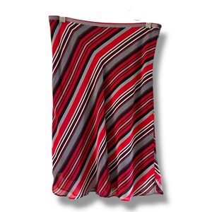Casual Corner Annex Striped Midi Skirt Red Black‎ White Slinky Women's 8 Flounce